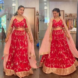 Red color wedding wear designer lehenga choli